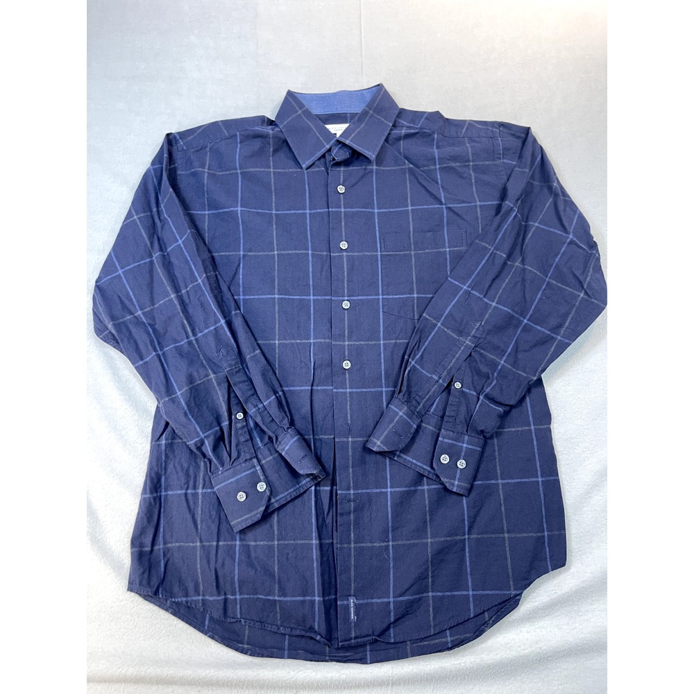 Alex Cannon Shirt Mens Large Blue Check Long Sleeve Button Up Shirtβ